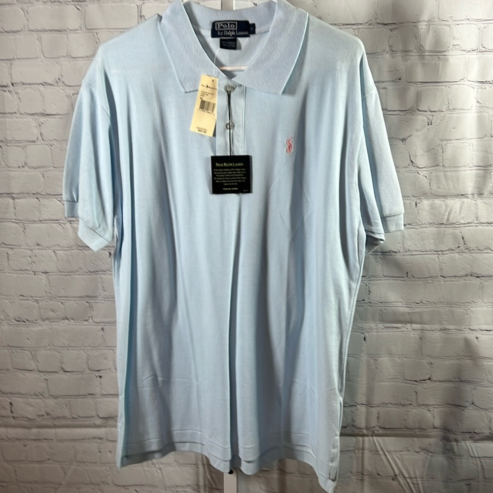 Polo by Ralph Lauren Mens XL Mesh Polo Shirt Light Blue NWT